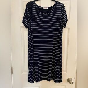 Navy and White Striped T-Shirt Dress